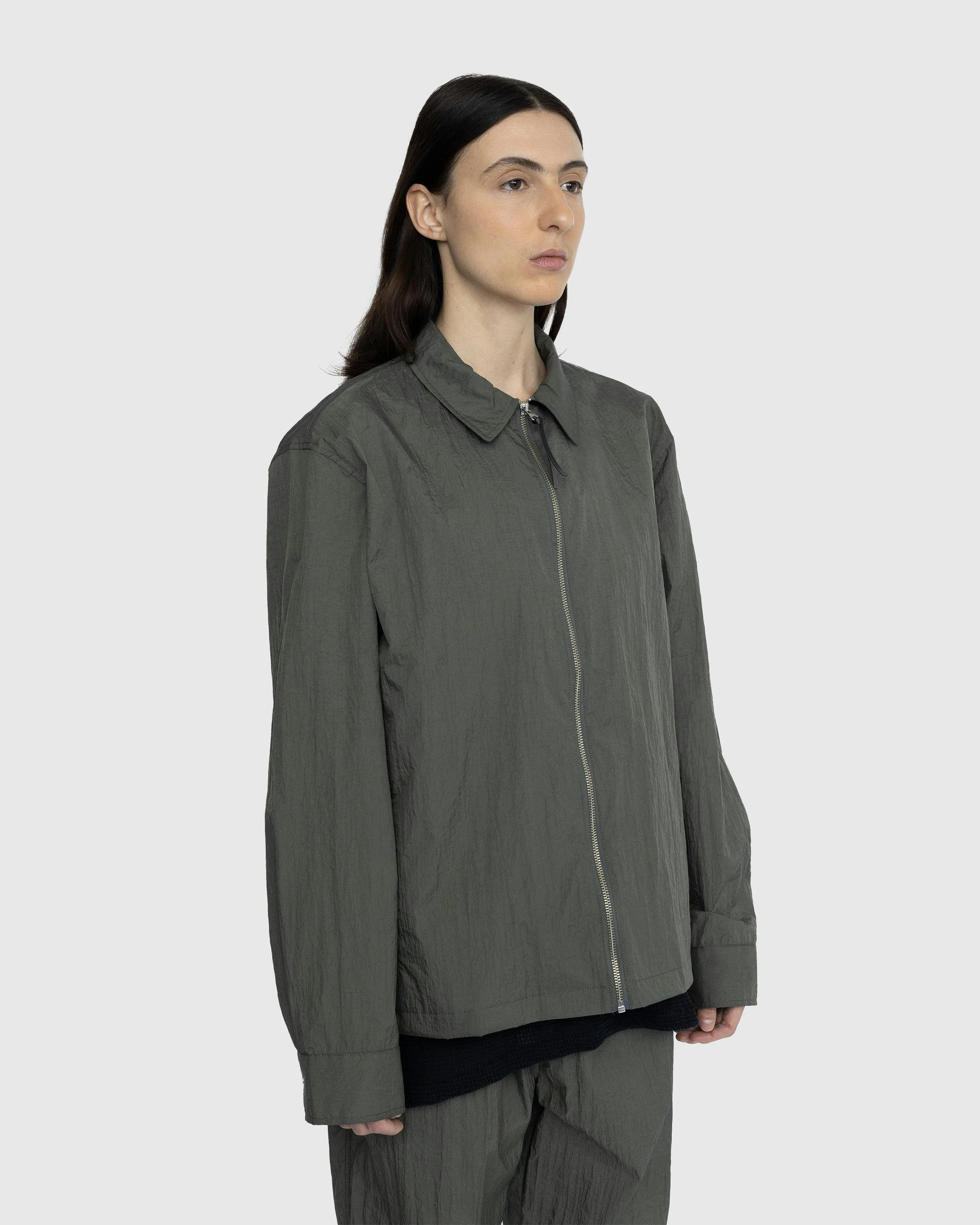 Highsnobiety – Texture Nylon Zipper Shirt Jacket Grey | Highsnobiety Shop