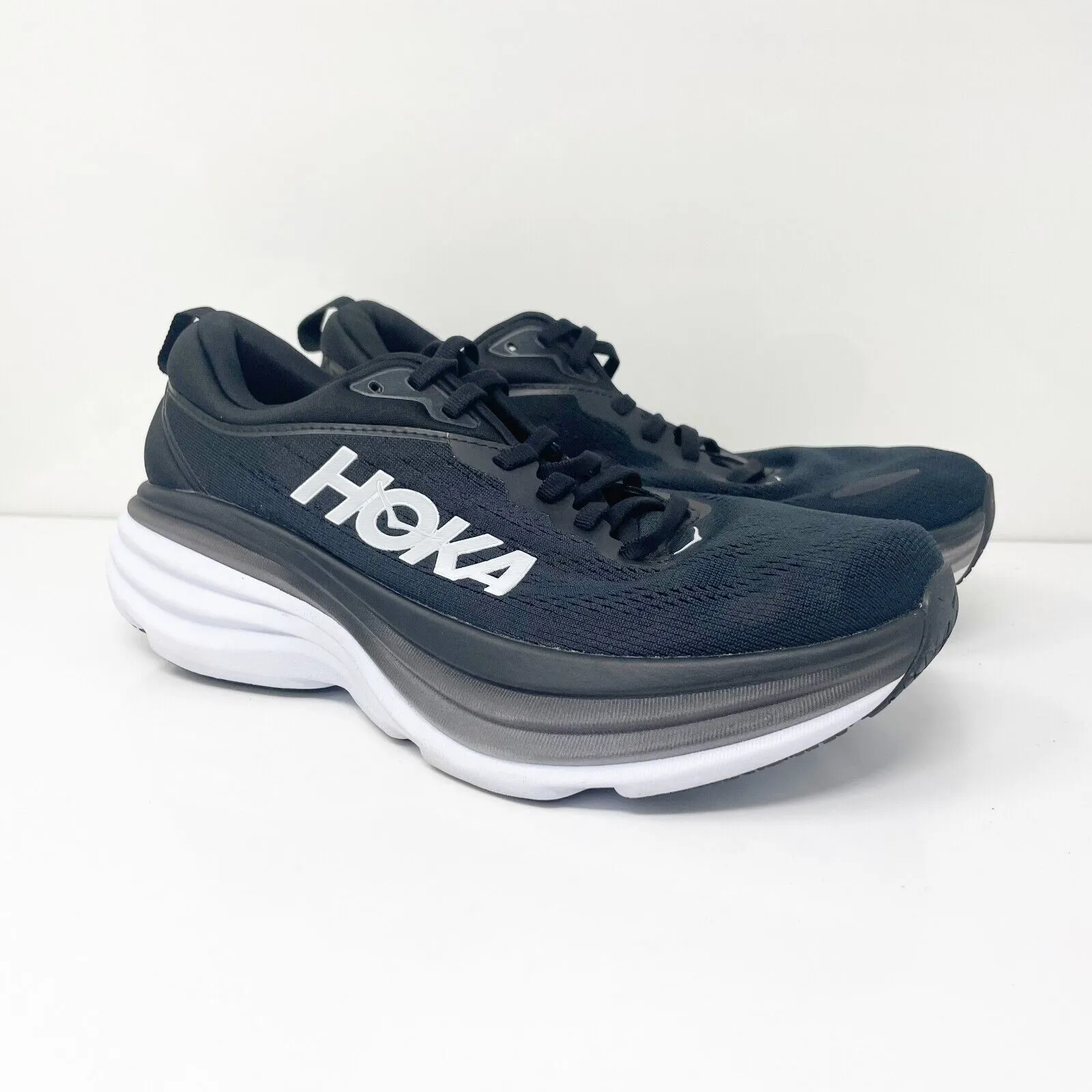 Hoka One One Womens Bondi 8 1127954 BWHT Black Running Shoes Sneakers Size 8.5 D