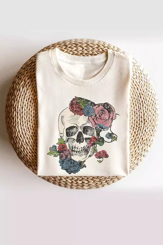 HORROR FALL FLOWERS GRAPHIC TEE PLUS SIZE