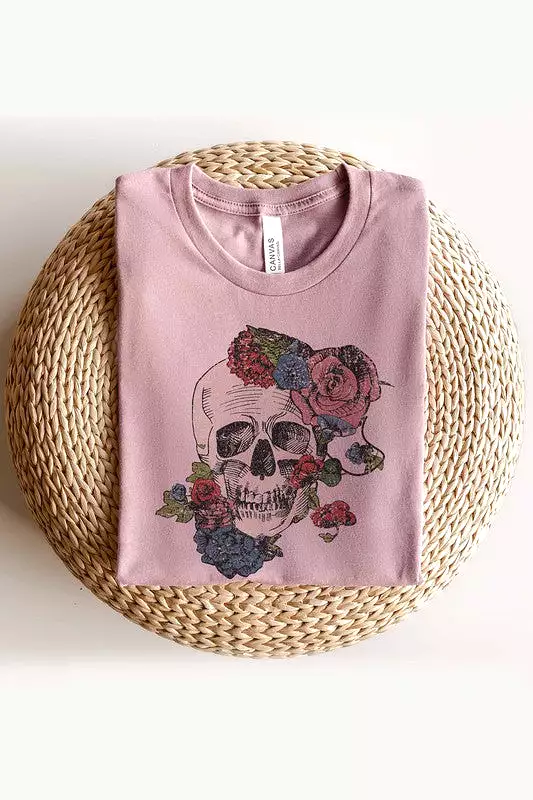 HORROR FALL FLOWERS GRAPHIC TEE PLUS SIZE