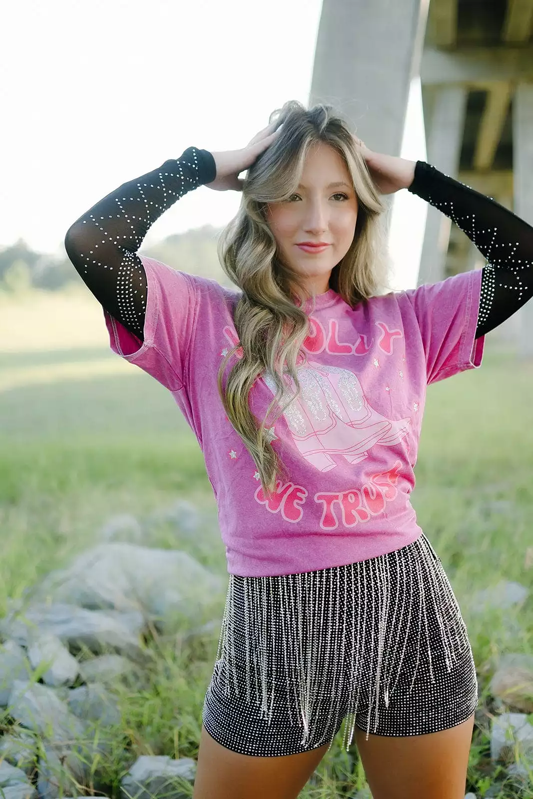 Hot Pink Dolly Western Tee