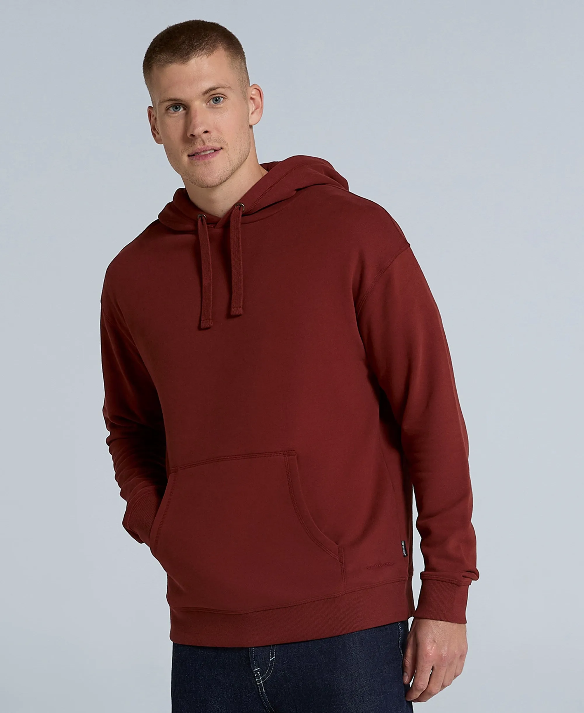 Icon Mens Drop Shoulder Hoodie - Dark Red