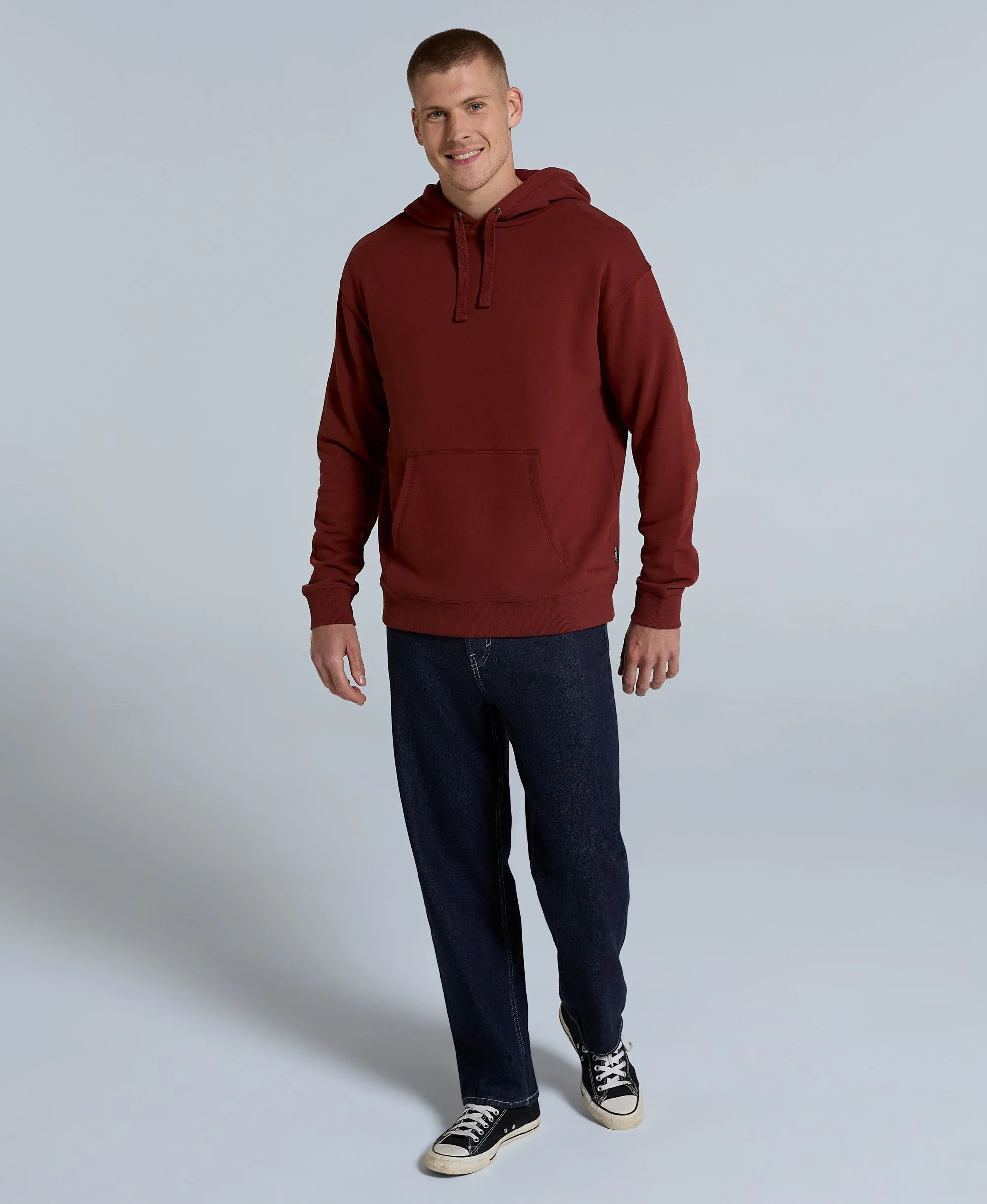 Icon Mens Drop Shoulder Hoodie - Dark Red