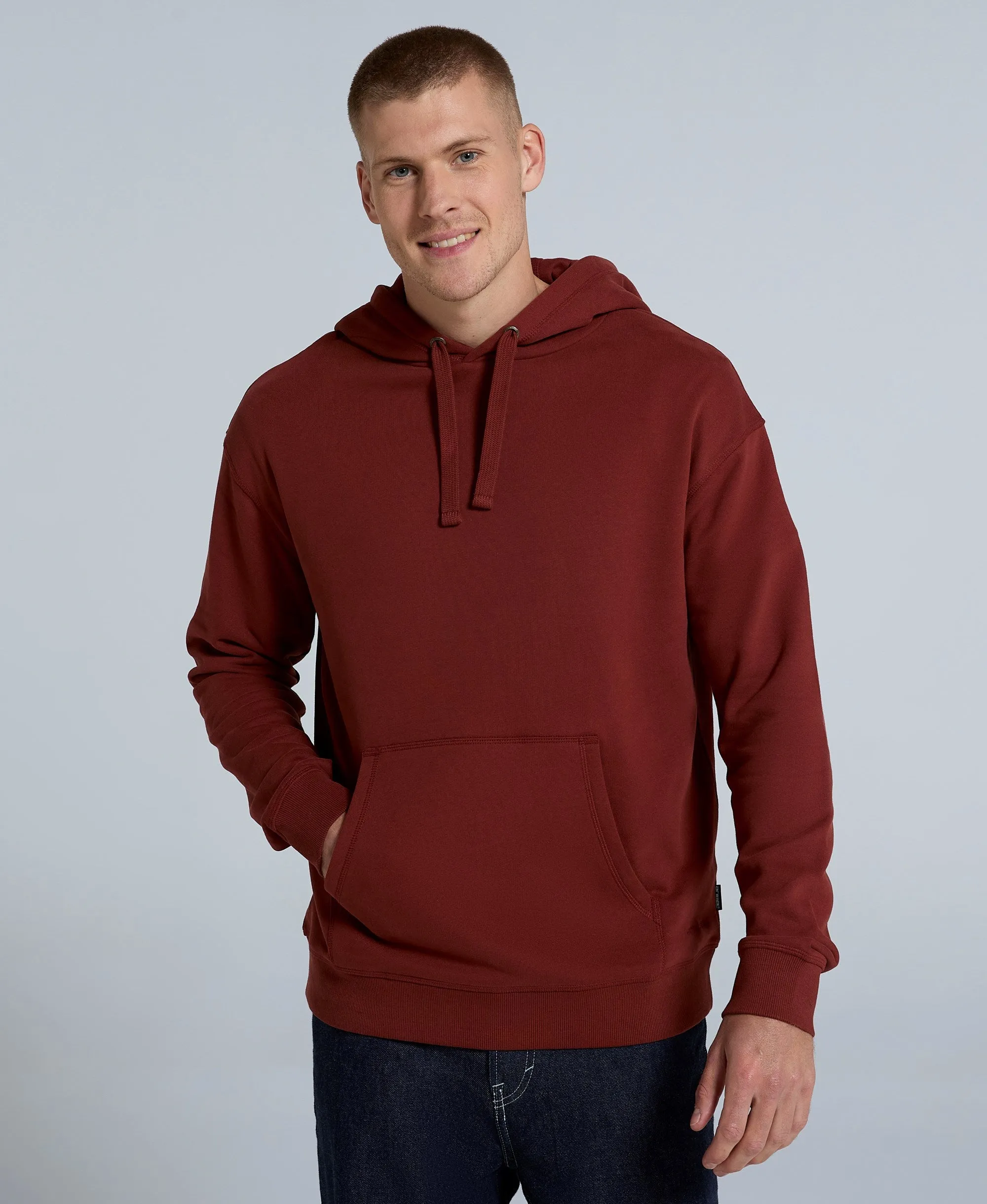 Icon Mens Drop Shoulder Hoodie - Dark Red