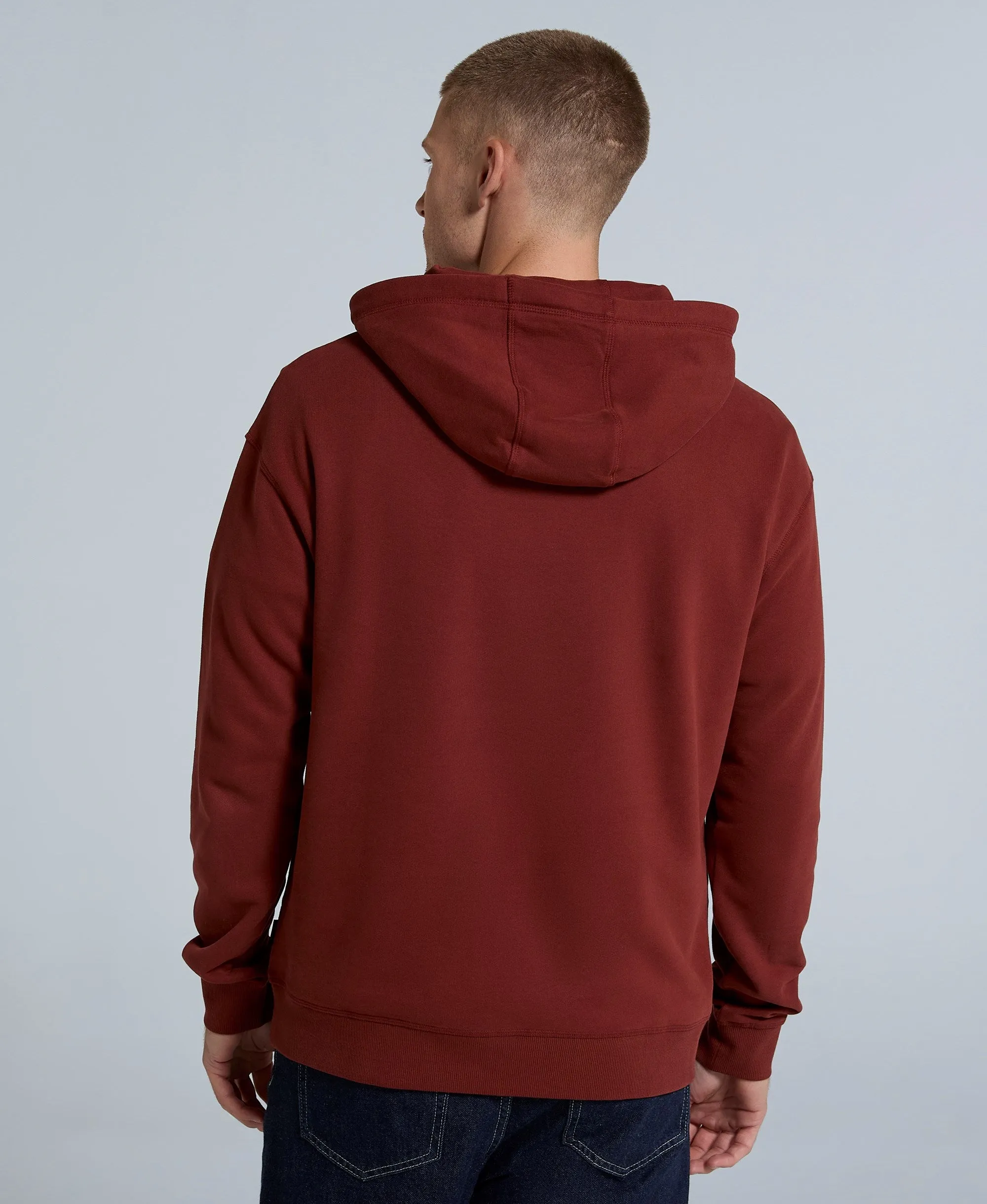 Icon Mens Drop Shoulder Hoodie - Dark Red