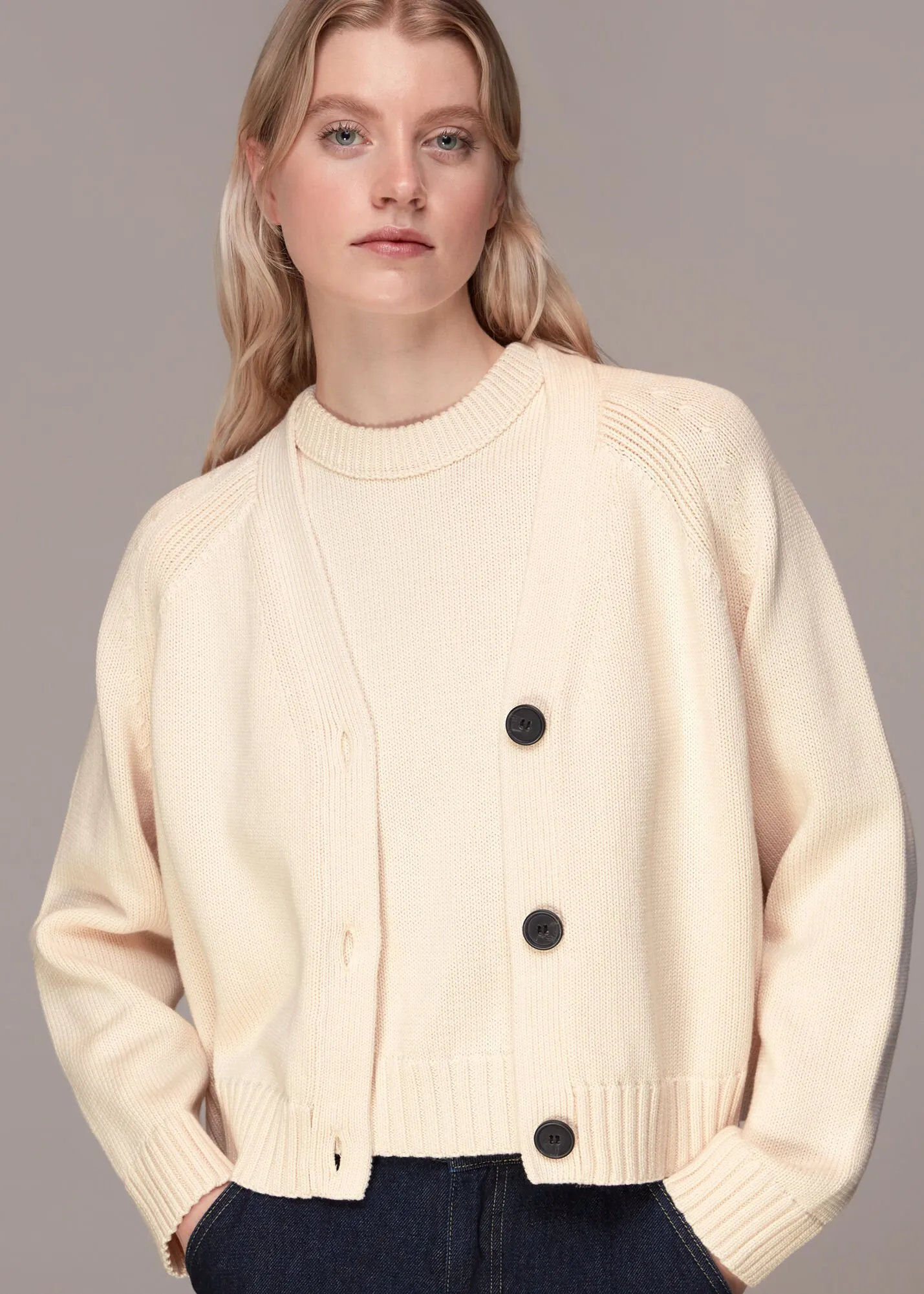 Ivory Karine Rib Detail Cardigan