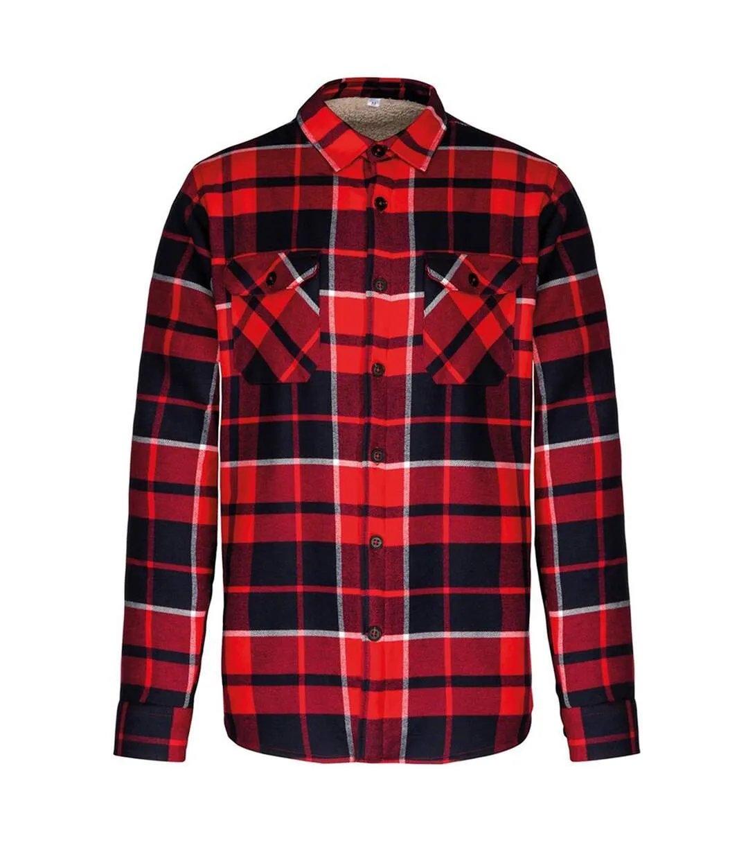 Kariban Mens Sherpa Lined Checked Shirt Jacket (Red/Navy) - UTPC3406