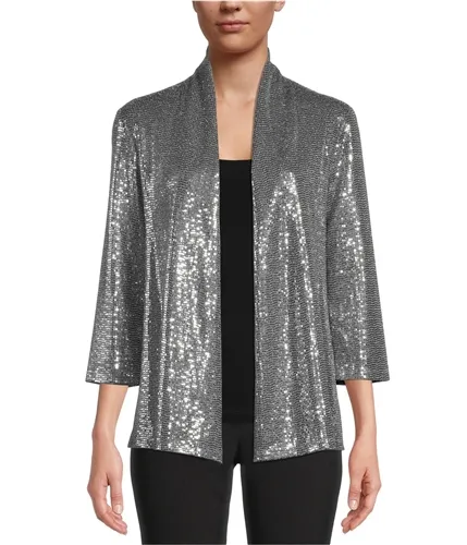 Kasper Womens Sequin Cardigan Sweater