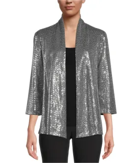 Kasper Womens Sequin Cardigan Sweater