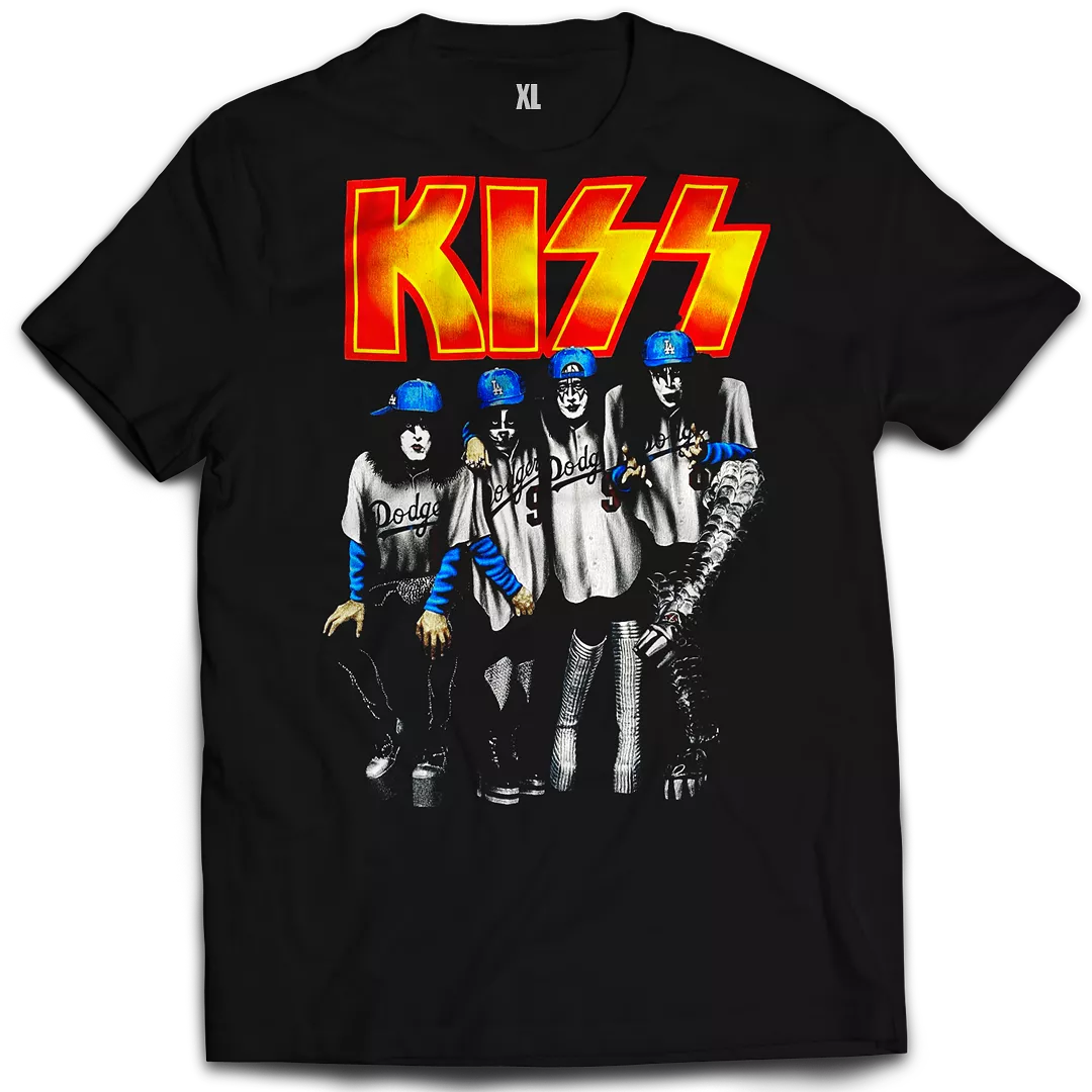 Kiss Dodgers Vintage Mint Black Tee