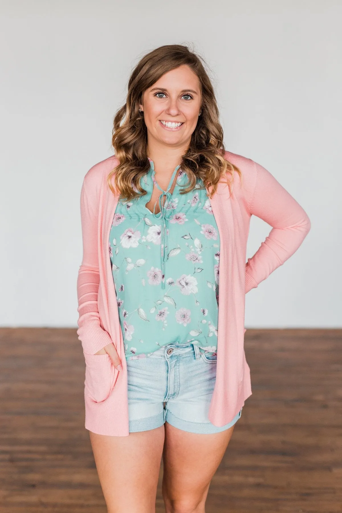 Lead My Heart Home Floral Ruffle Blouse- Soft Teal