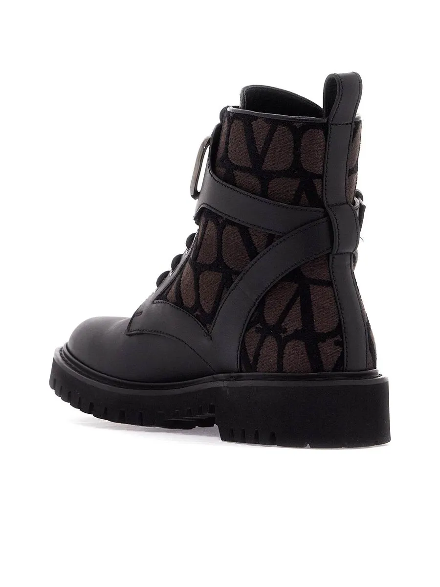 Leather And Canvas Iconographer Ankle Boots