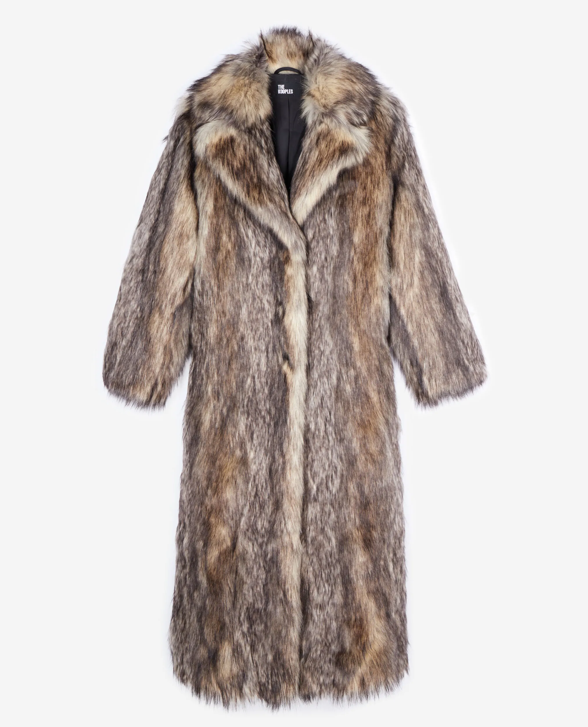 Long beige fur-effect coat