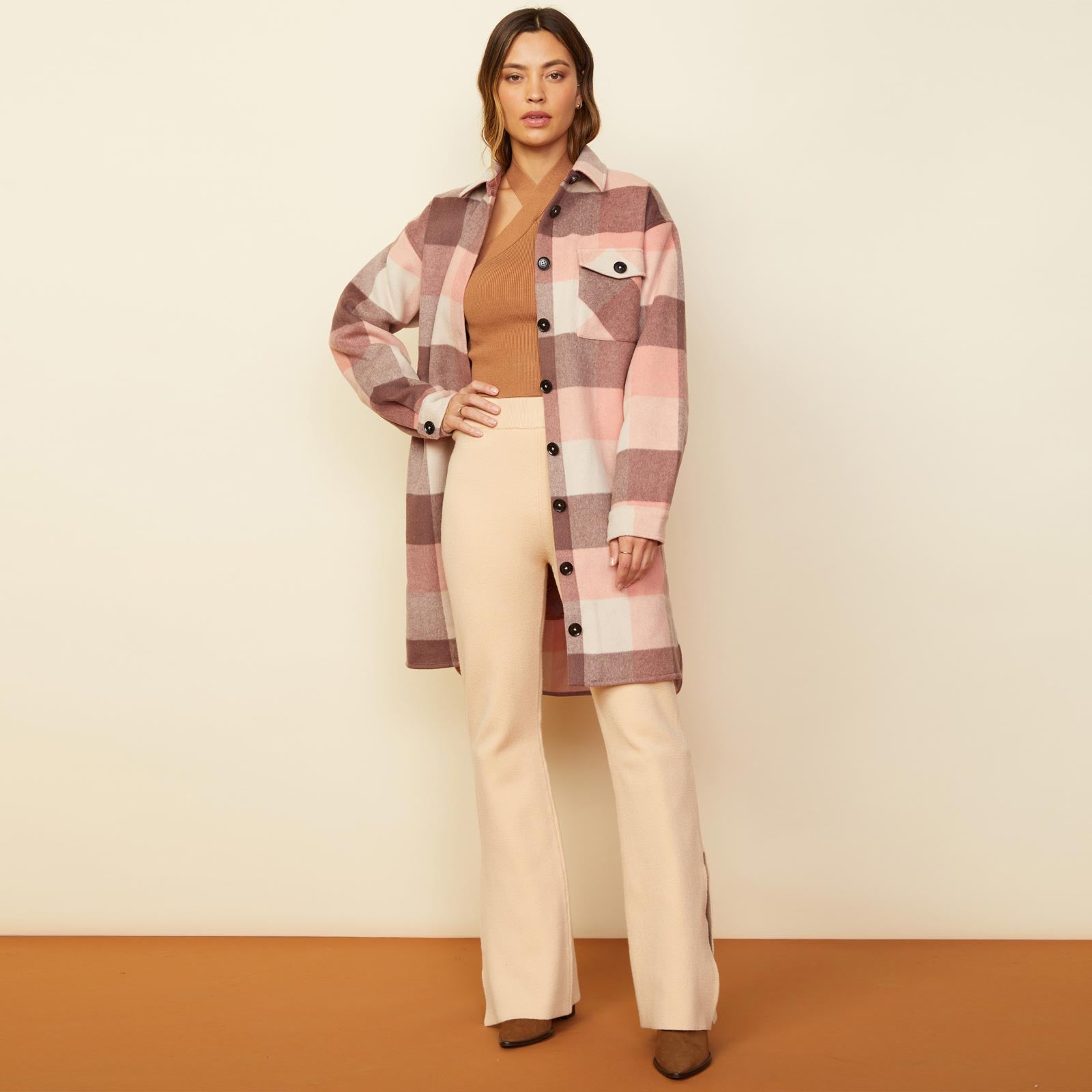 Long Woolen Shirt Jacket