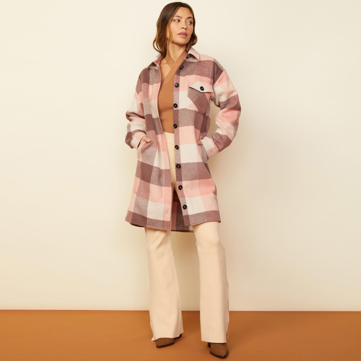 Long Woolen Shirt Jacket