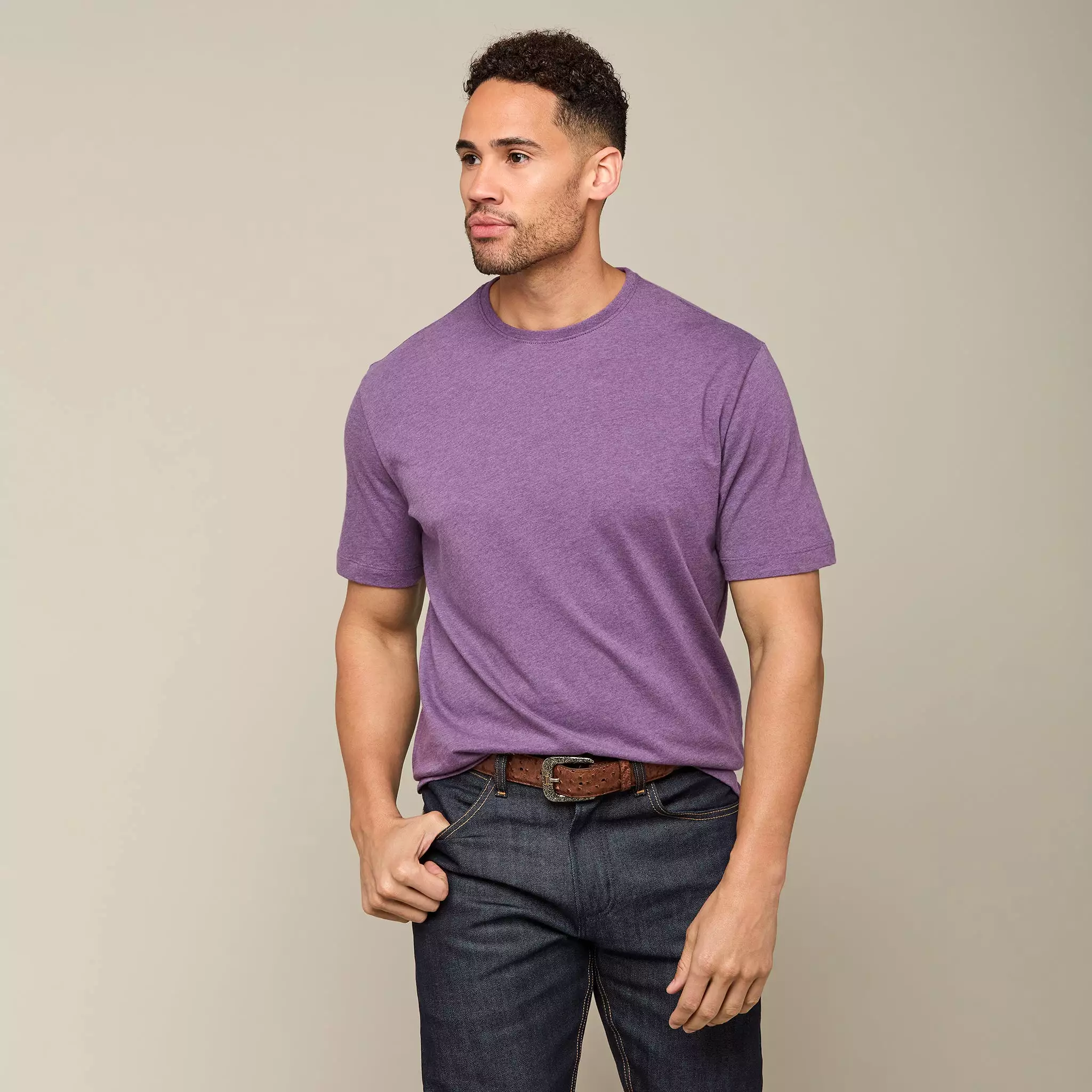 Lucchese Pima Cotton Tee :: Purple Melange