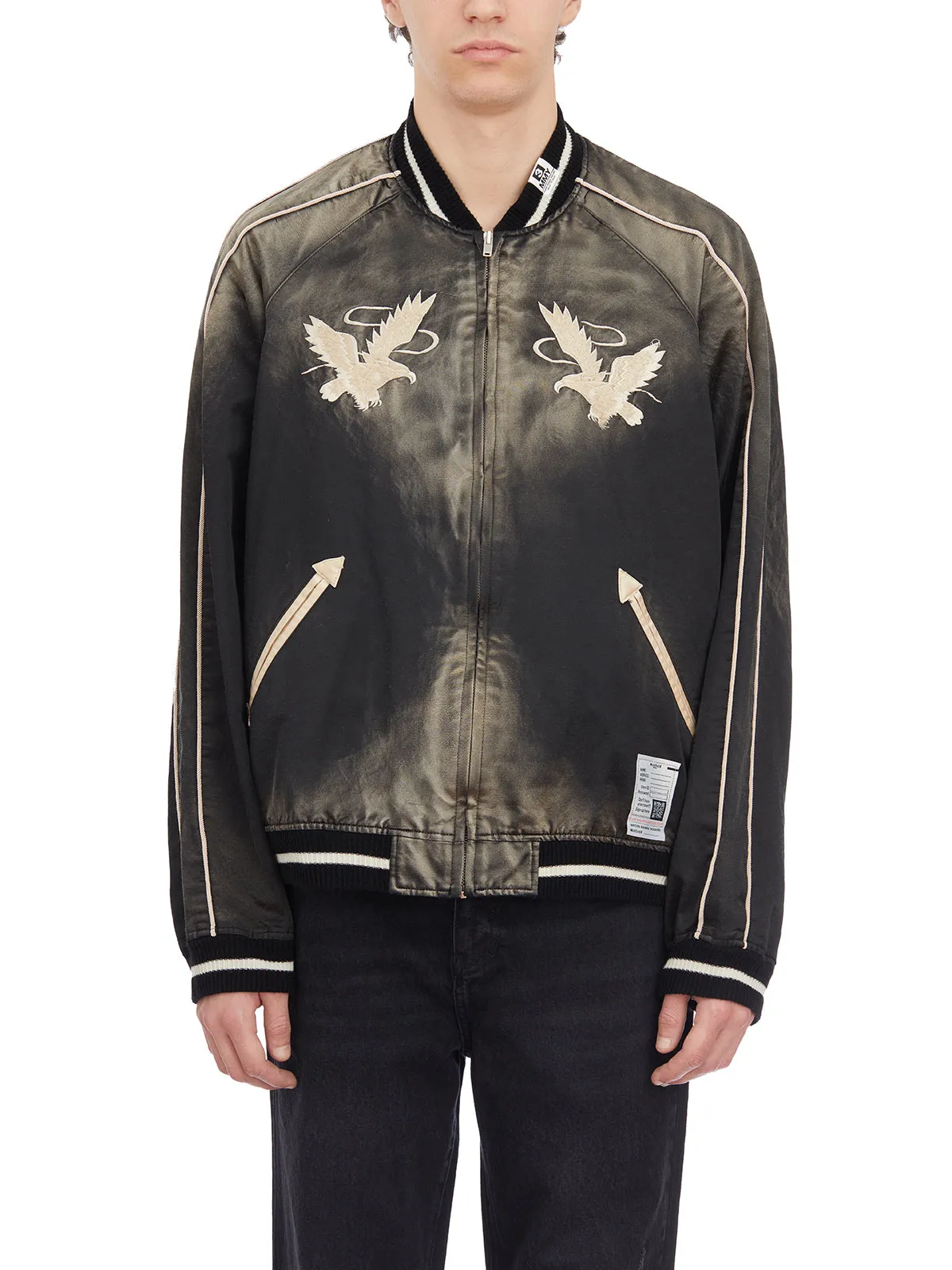 MAISON MIHARA YASUHIRO- Men's Black Bomber Souvenir Jacket for SS24