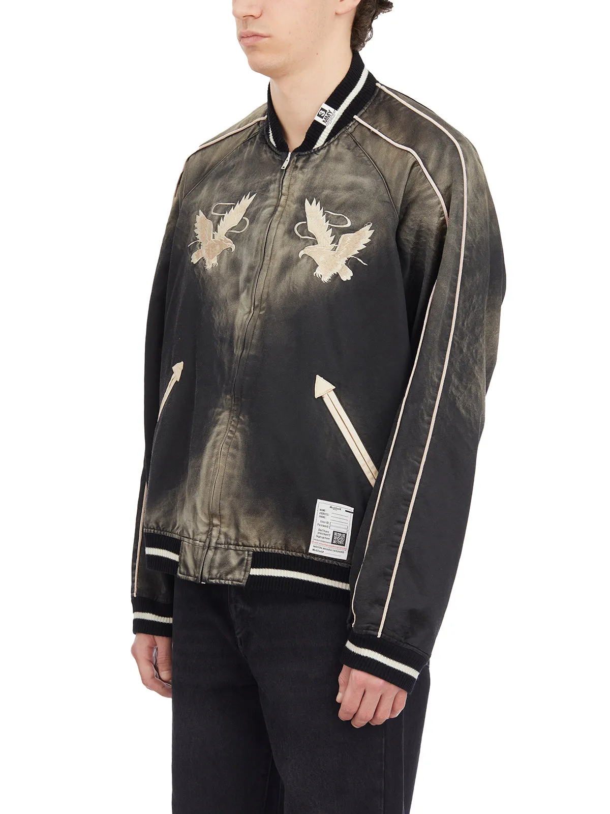 MAISON MIHARA YASUHIRO- Men's Black Bomber Souvenir Jacket for SS24