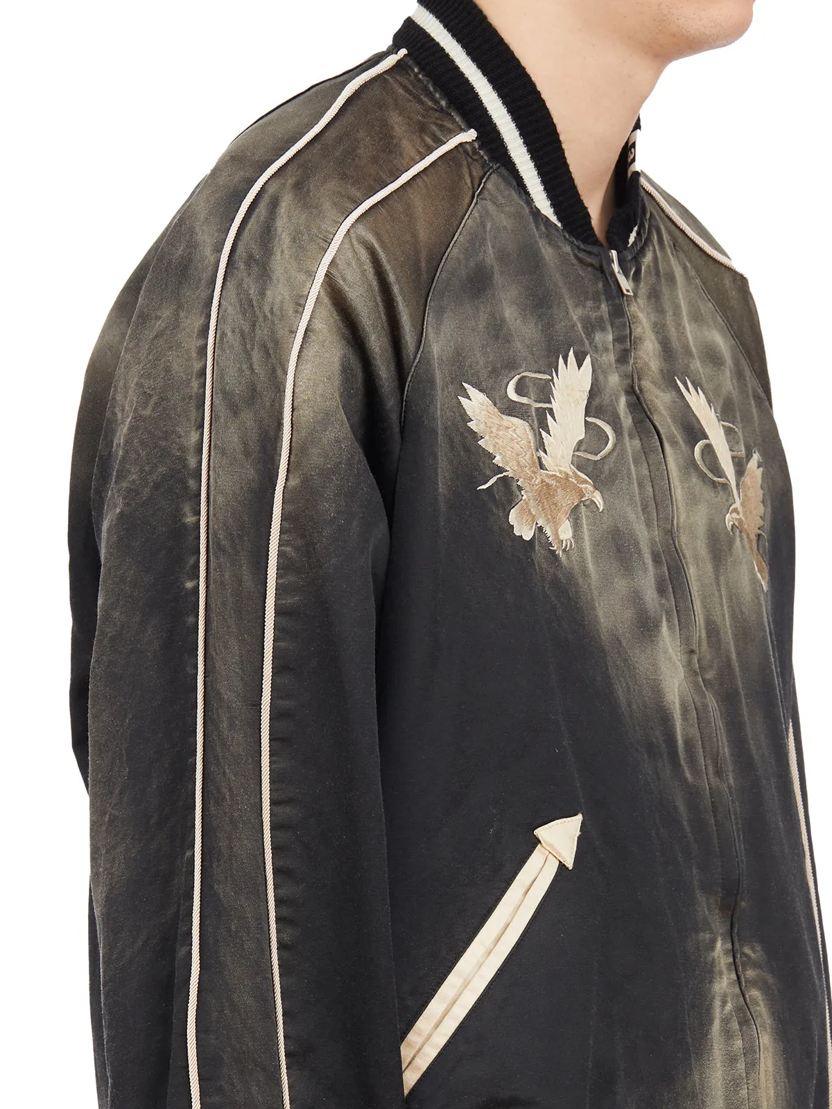 MAISON MIHARA YASUHIRO- Men's Black Bomber Souvenir Jacket for SS24