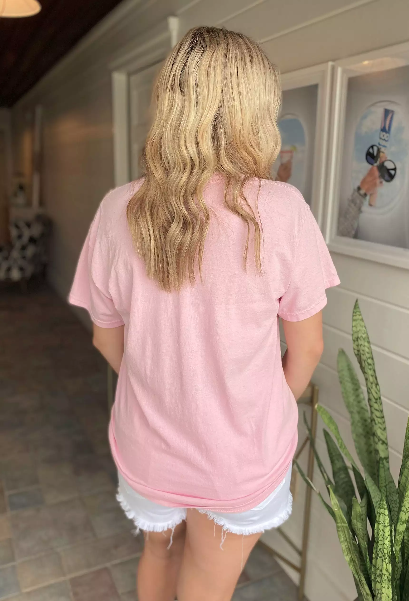 Malibu Overdyed Graphic Tee In Light Pink