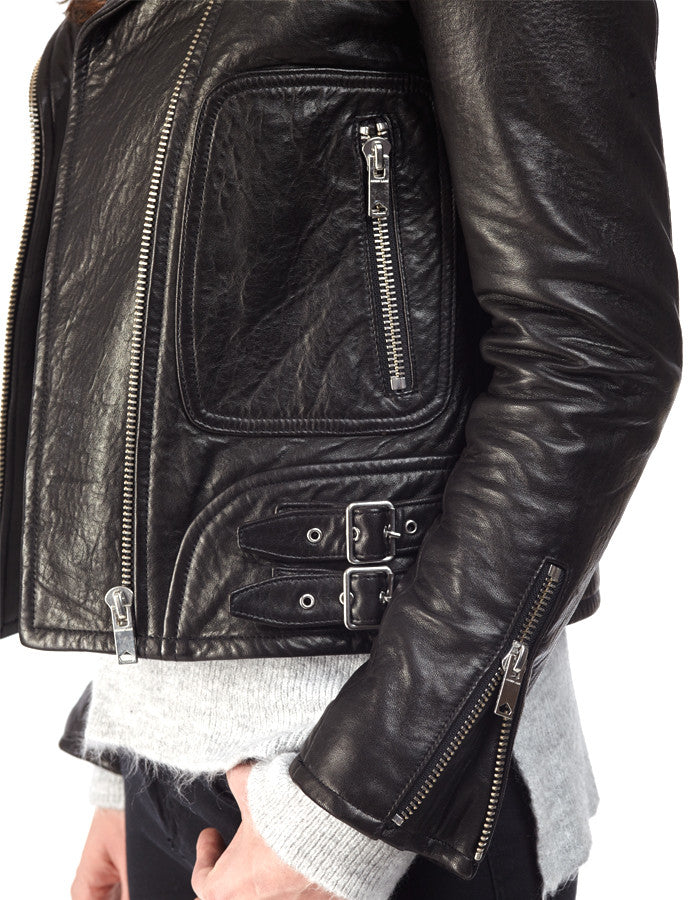 MAX - Textured-Leather Biker Jacket