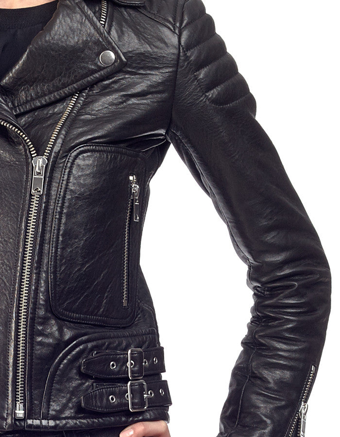 MAX - Textured-Leather Biker Jacket