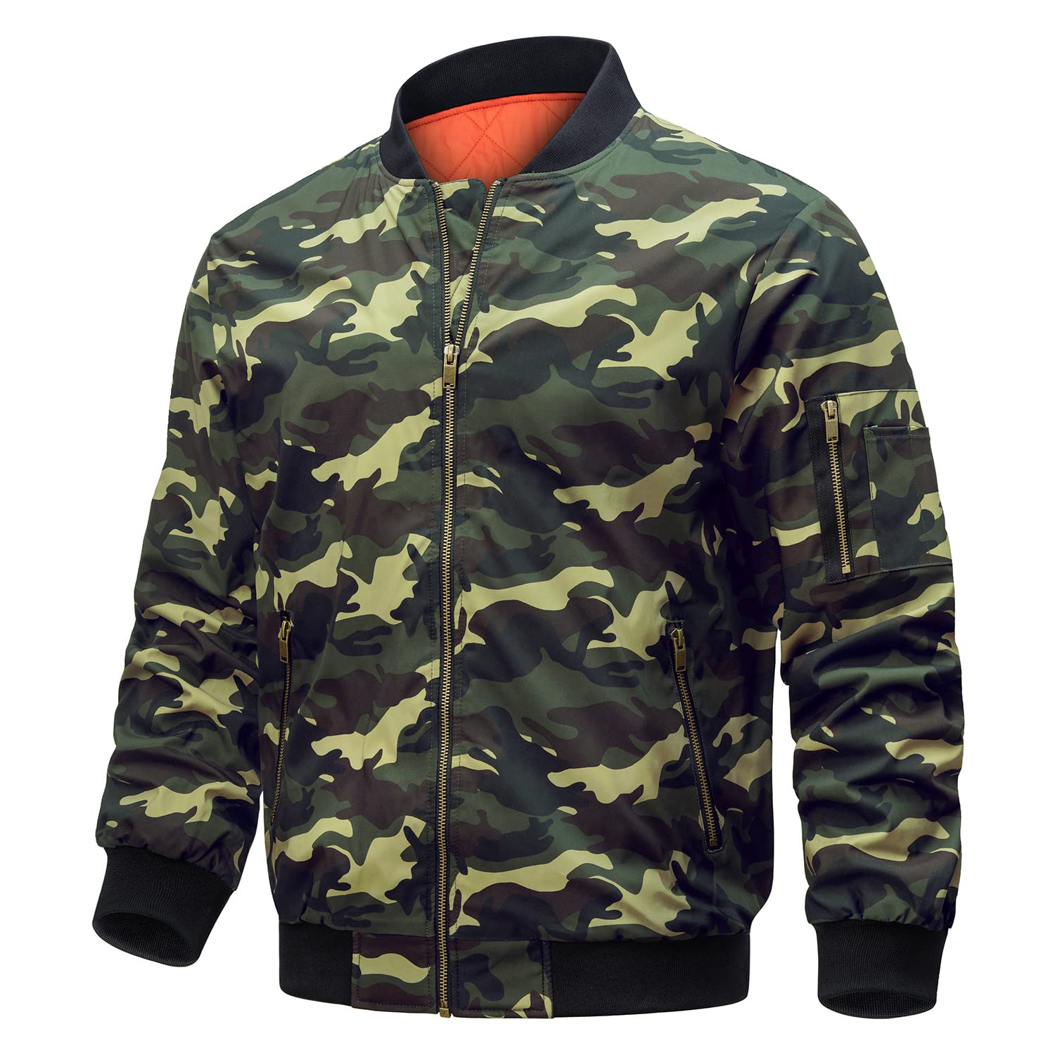 Mens Pilot Jackets Camouflage Thick Padded Bomber Jackets Mens Classic Pilot Army Military Jacket Coat Outwear Outdoor Fashion S