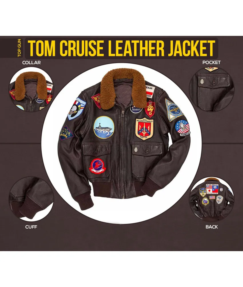 Men's Tom Cruise Top Gun Brown Leather Jacket - TheJacketNation