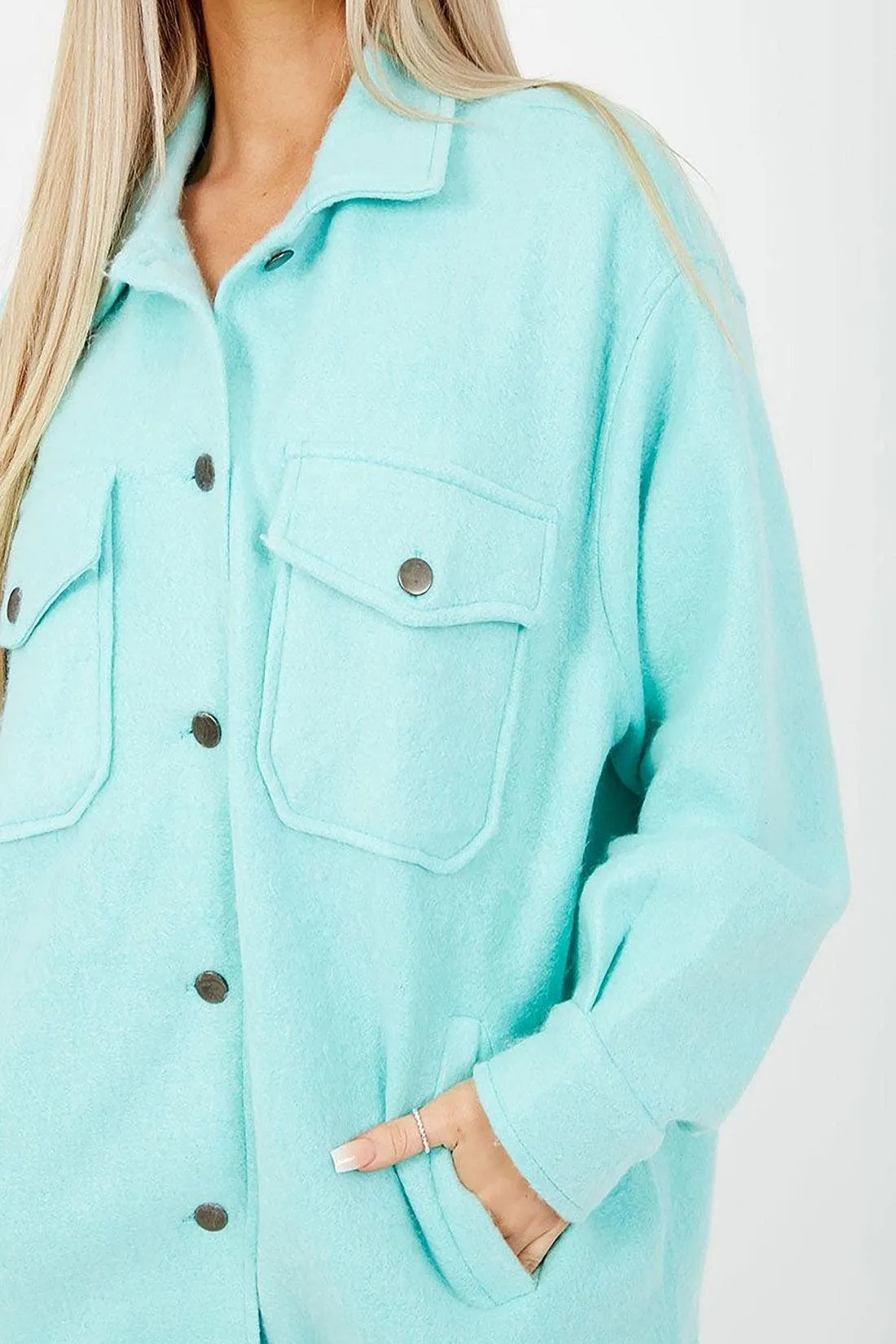 Mint Plain Classic Thick Shirt Jacket Shacket