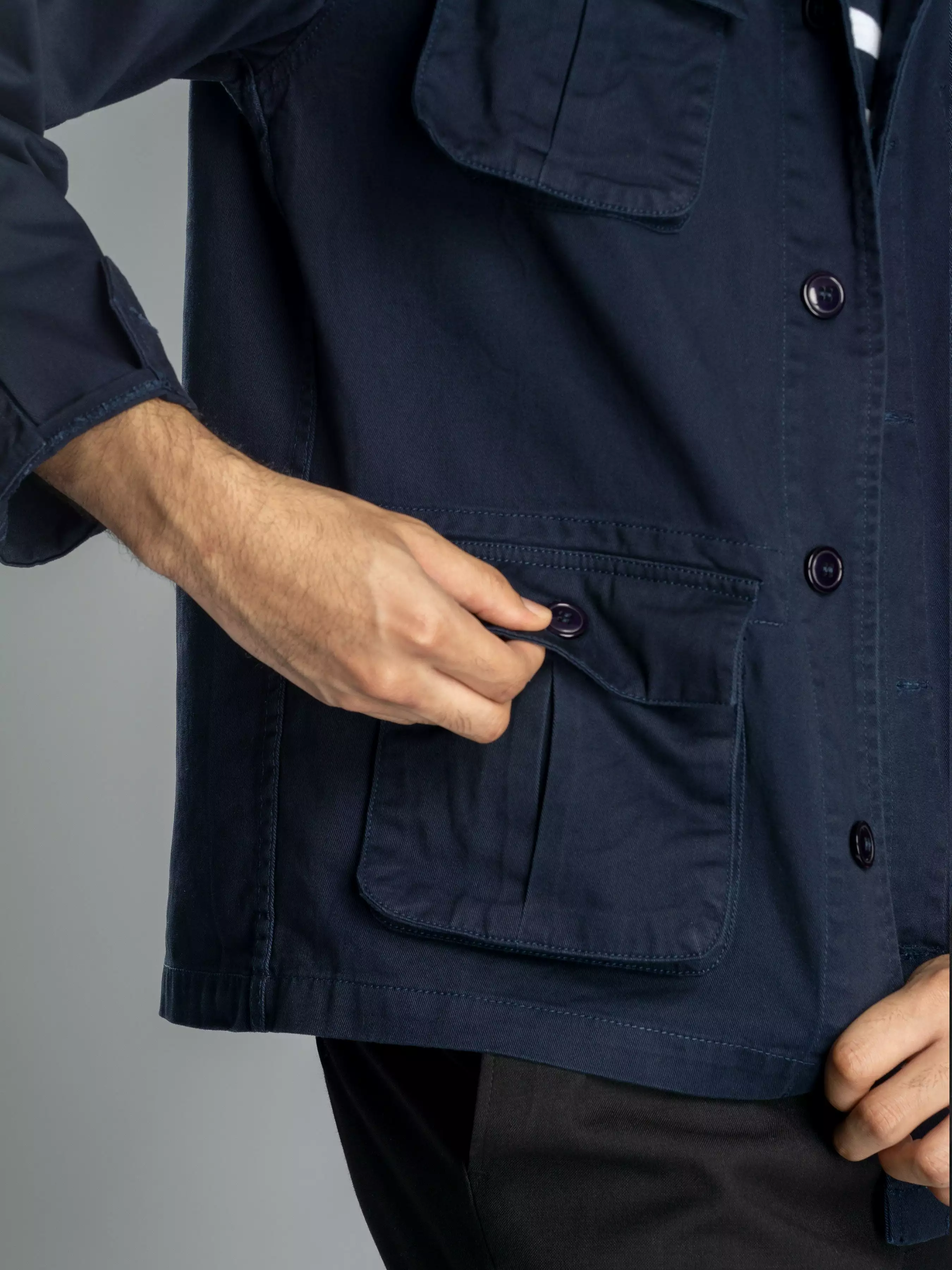 Modern Safari Jacket - Navy Blue