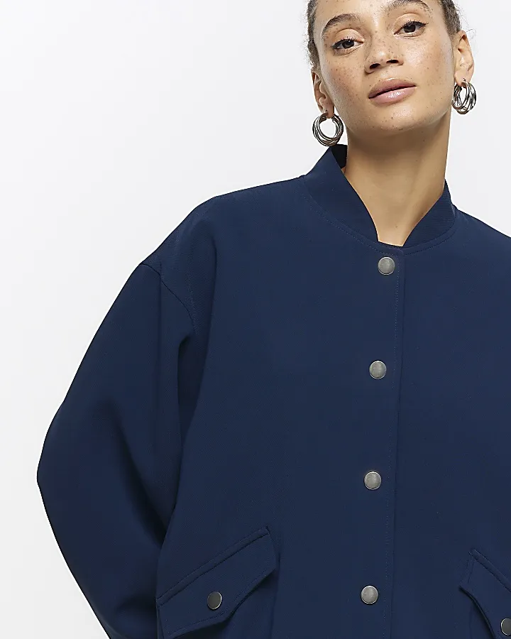 Navy oversized bomber jacket