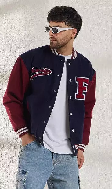 NAVY WOOLLEN LETTERMAN VARSITY JACKET