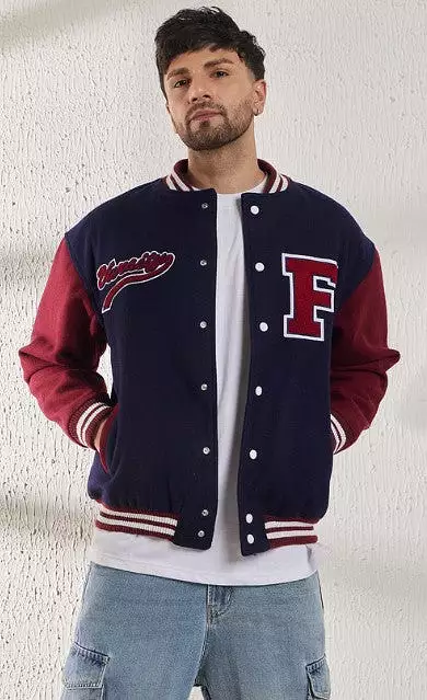 NAVY WOOLLEN LETTERMAN VARSITY JACKET