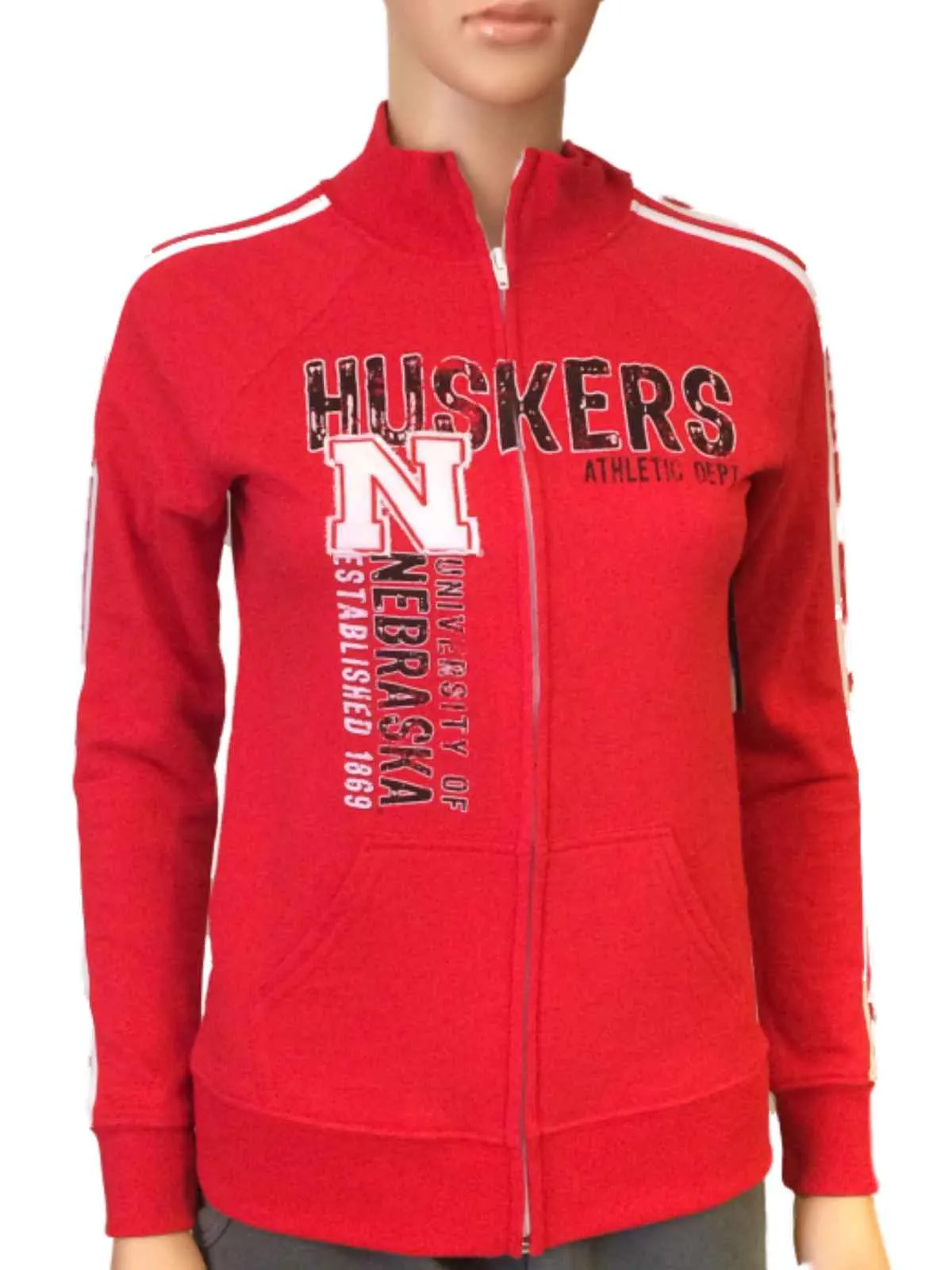 Nebraska Cornhuskers Blue 84 Women Red Fleece Lined Zip-Up Track Jacket