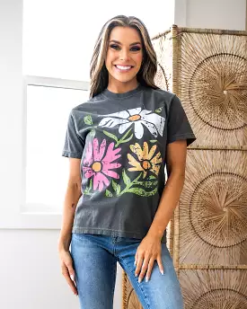 NEW! Vintage Daisies Charcoal Tee