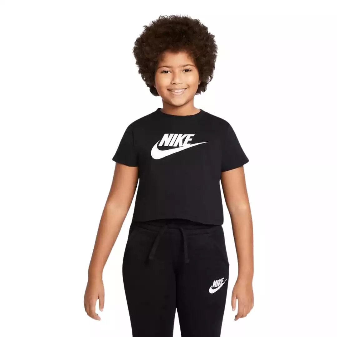 NIKE JUNIOR FUTURA CROP BLACK TEE