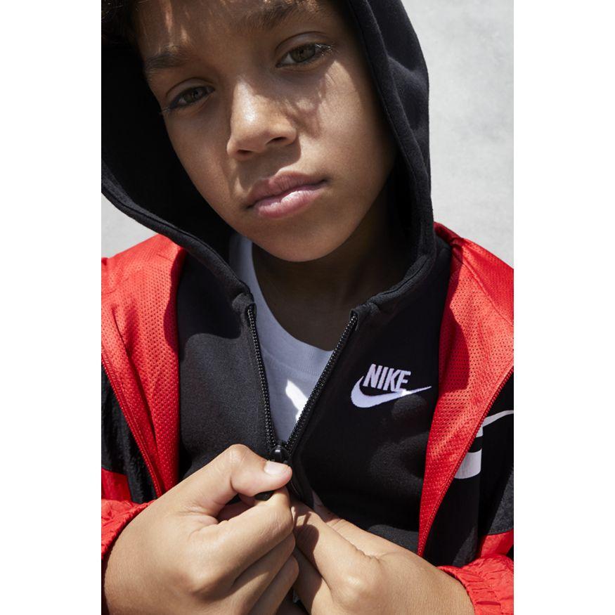 NIKE JUNIOR SPORTSWEAR CLUB BLACK FULL-ZIP HOODED JACKET