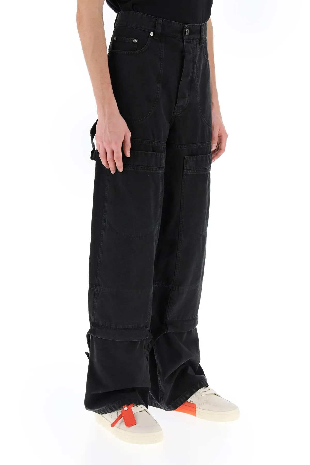 Off-white wide leg cargo pants OMCE044C99FAB001 BLACK NO COLOR