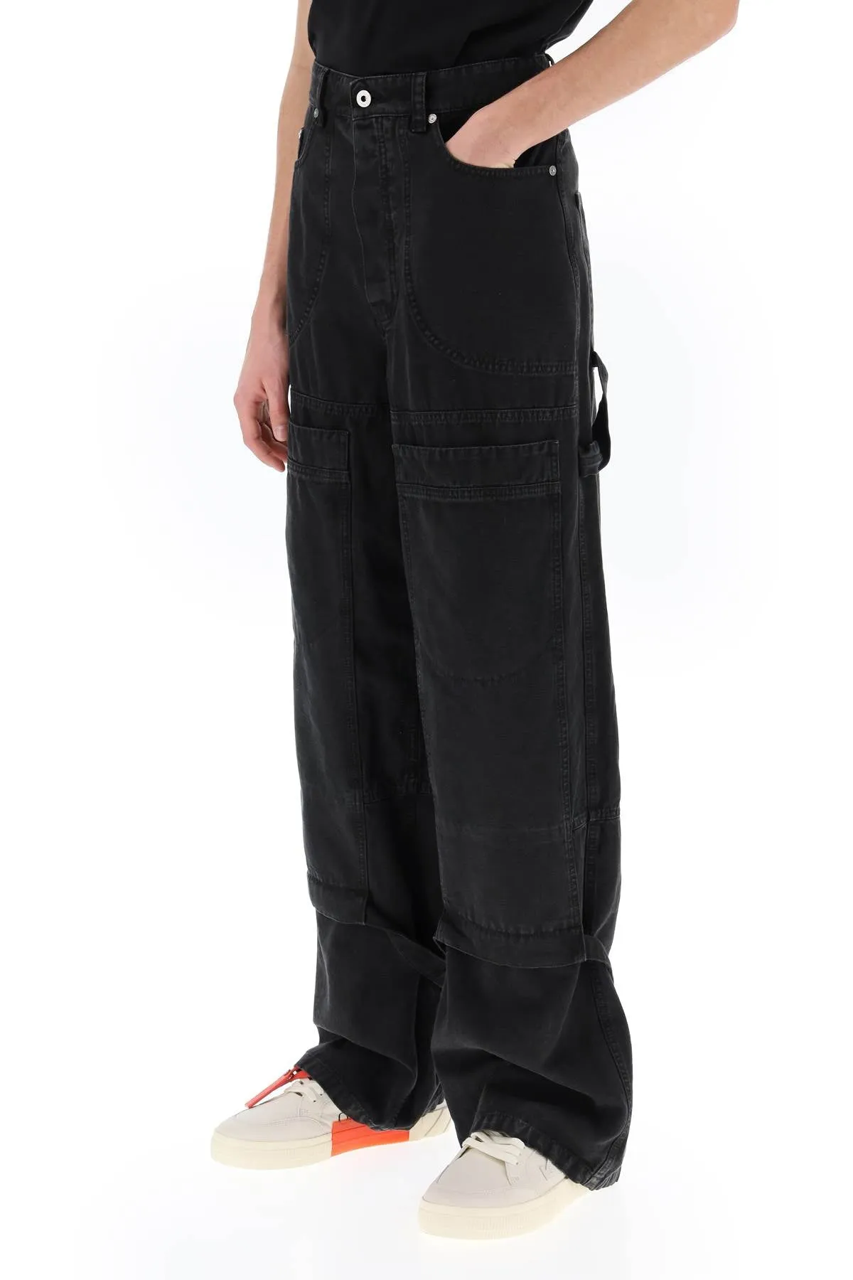 Off-white wide leg cargo pants OMCE044C99FAB001 BLACK NO COLOR