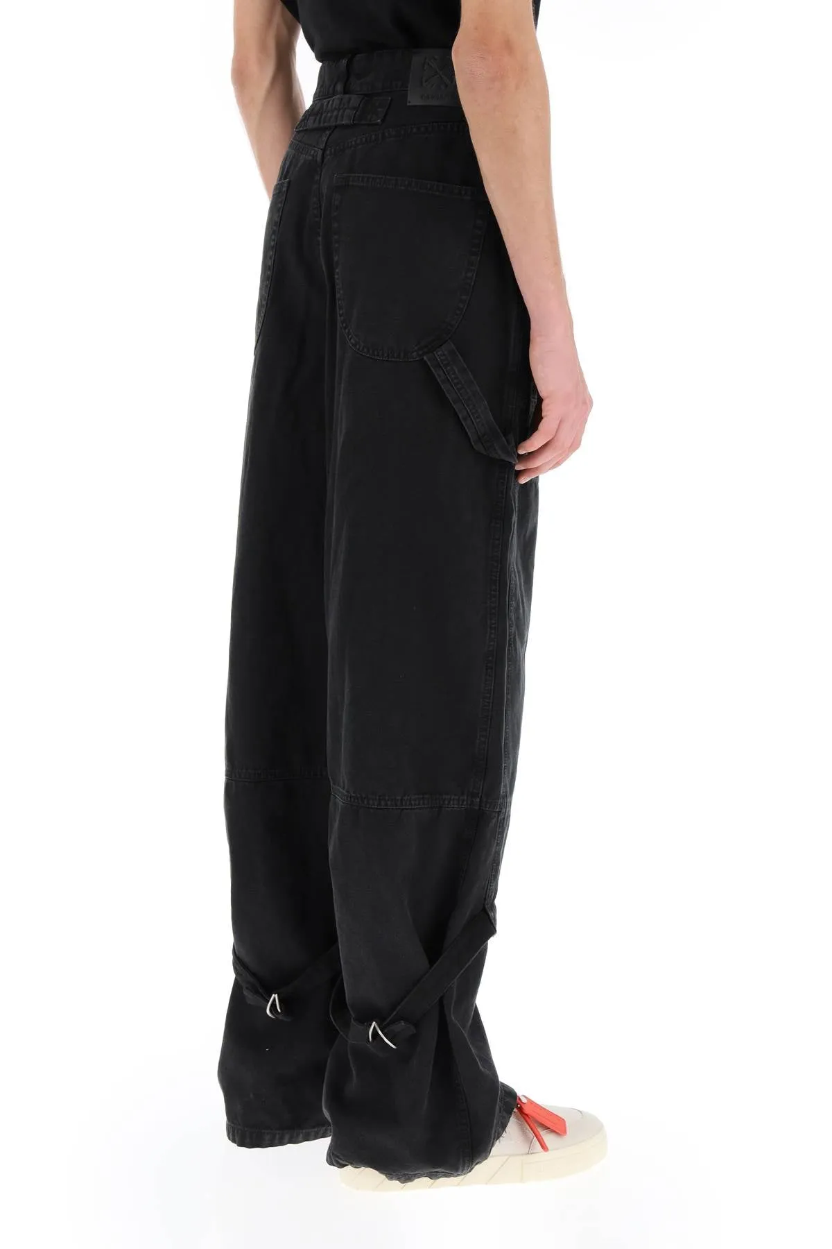 Off-white wide leg cargo pants OMCE044C99FAB001 BLACK NO COLOR