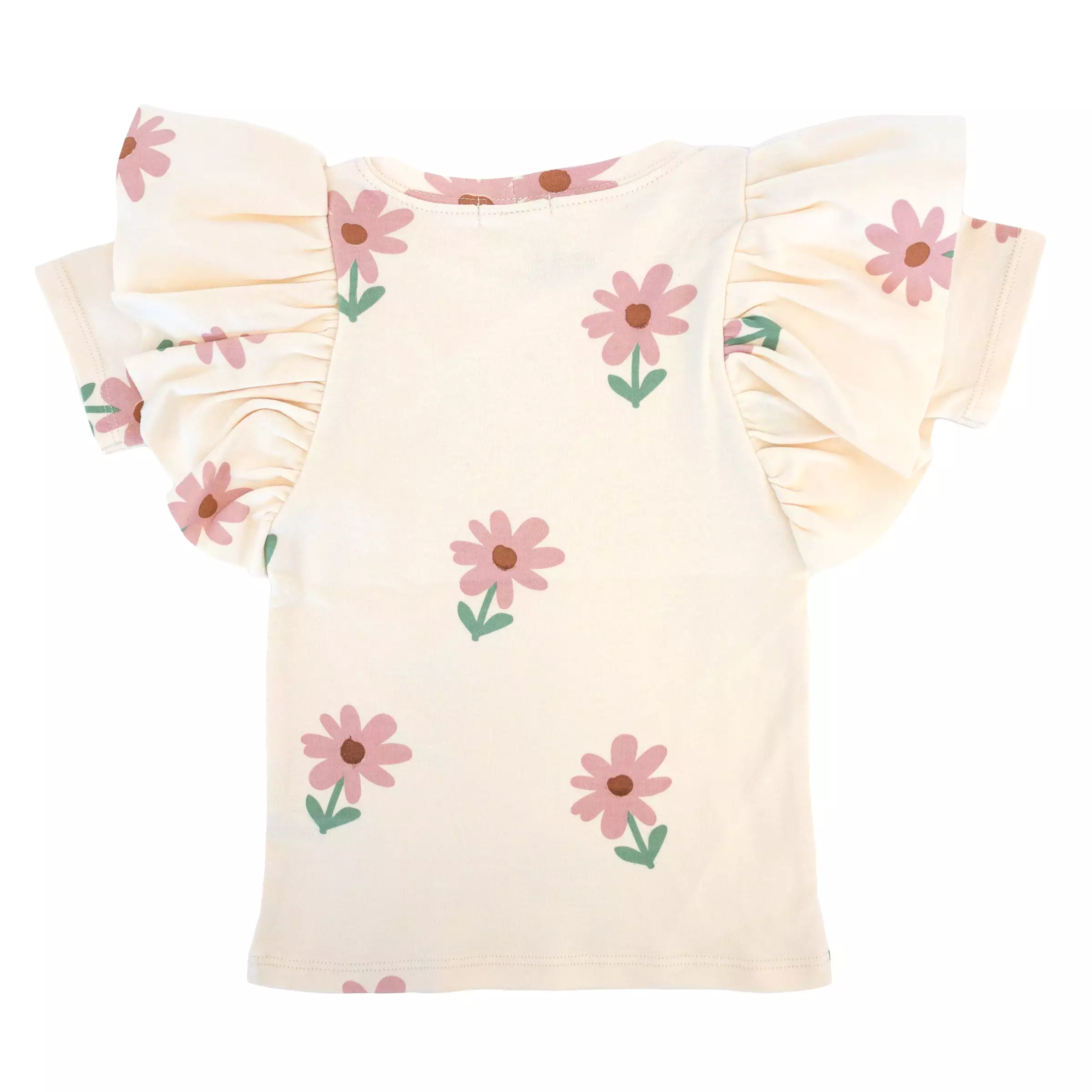 oh baby! Butterfly Short Sleeve Cotton Tee - Picking Daisies - Cashew