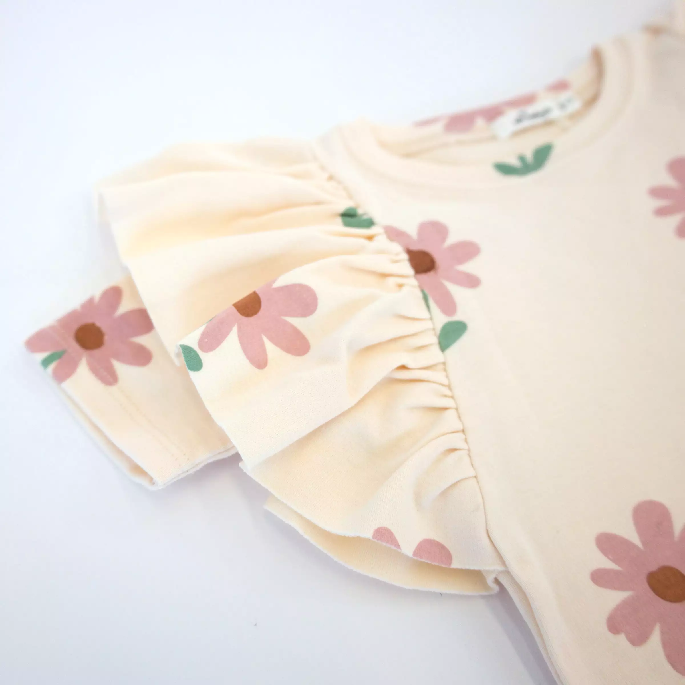 oh baby! Butterfly Short Sleeve Cotton Tee - Picking Daisies - Cashew