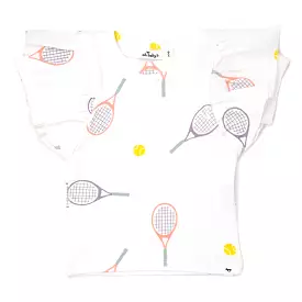 oh baby! Butterfly Short Sleeve Cotton Tee - Tennis Print - Cream