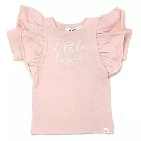 oh baby! Butterfly Short Sleeve Slub Tee -  little loves Embroidery - Pale Pink