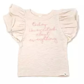 oh baby! Butterfly Short Sleeve Slub Tee -  today i'm excited Embroidery - Sand Heather