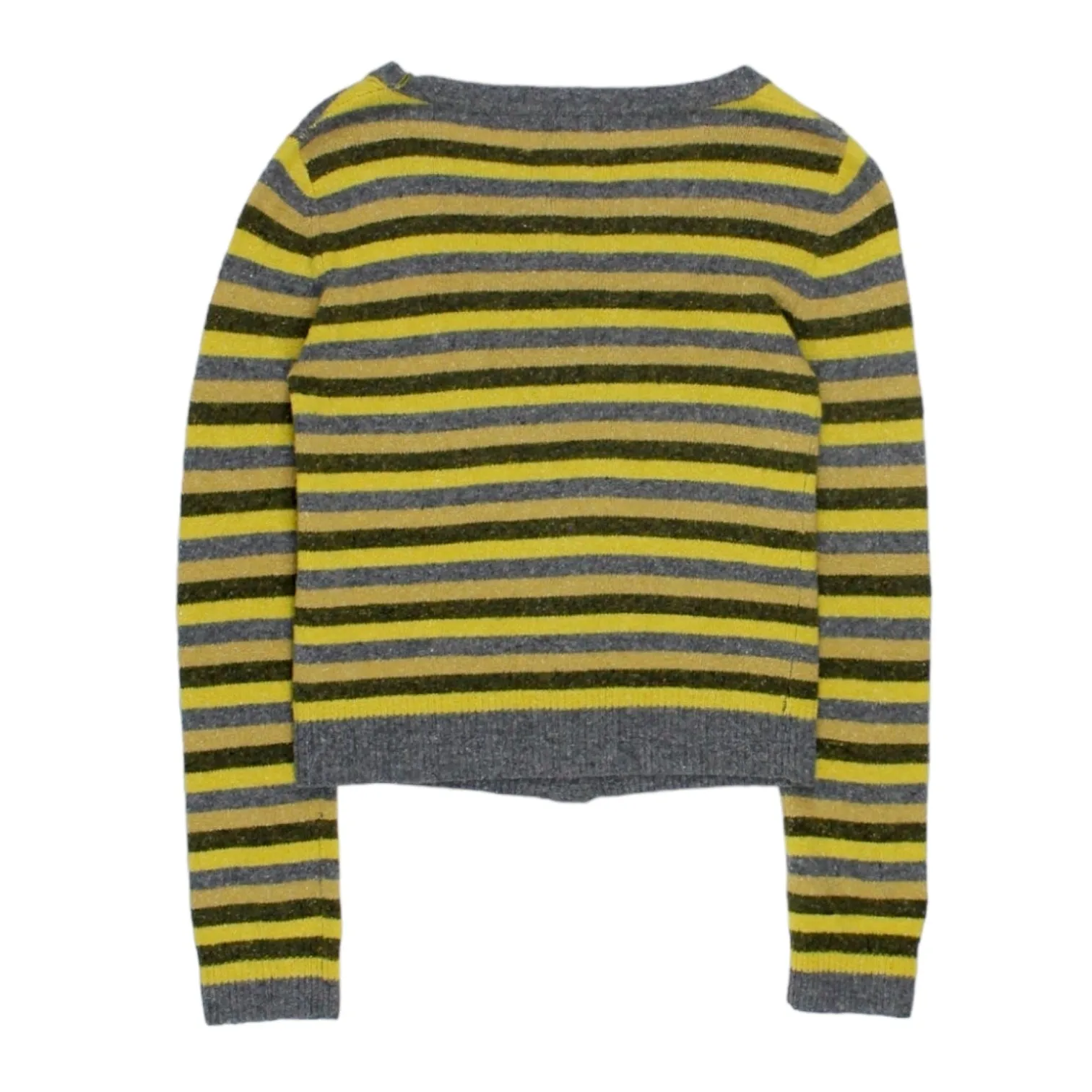 Olive & Orange Yellow/Grey Striped Cardigan