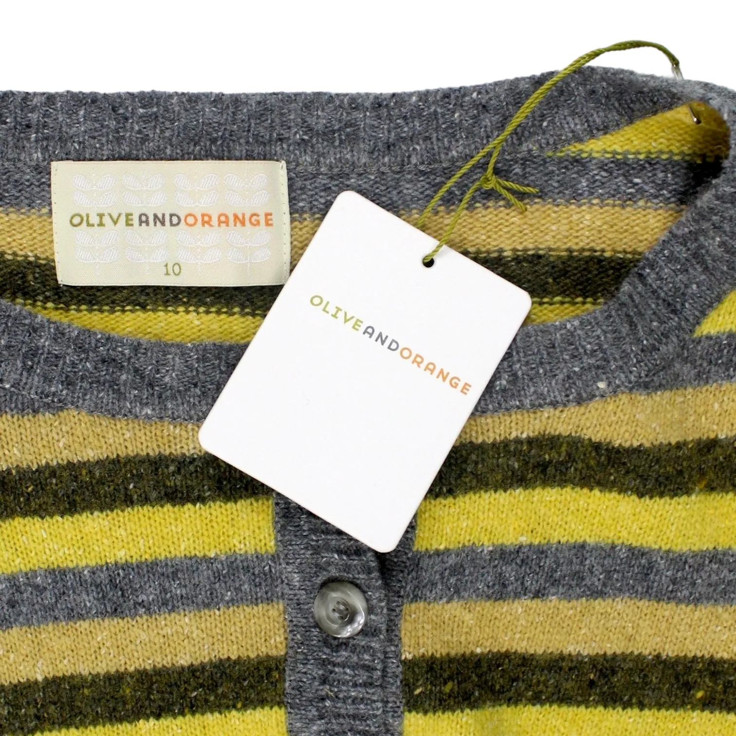 Olive & Orange Yellow/Grey Striped Cardigan