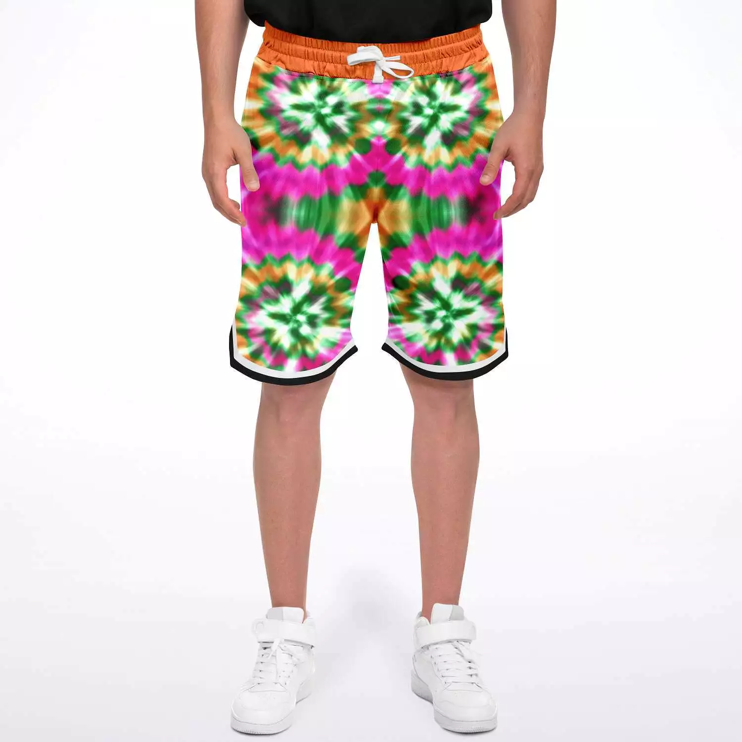 Orange Starburst Unisex Basketball Shorts