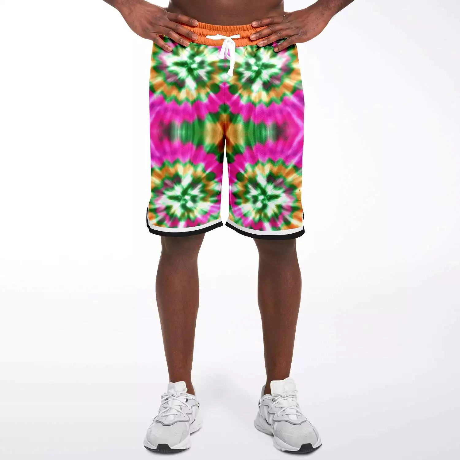 Orange Starburst Unisex Basketball Shorts