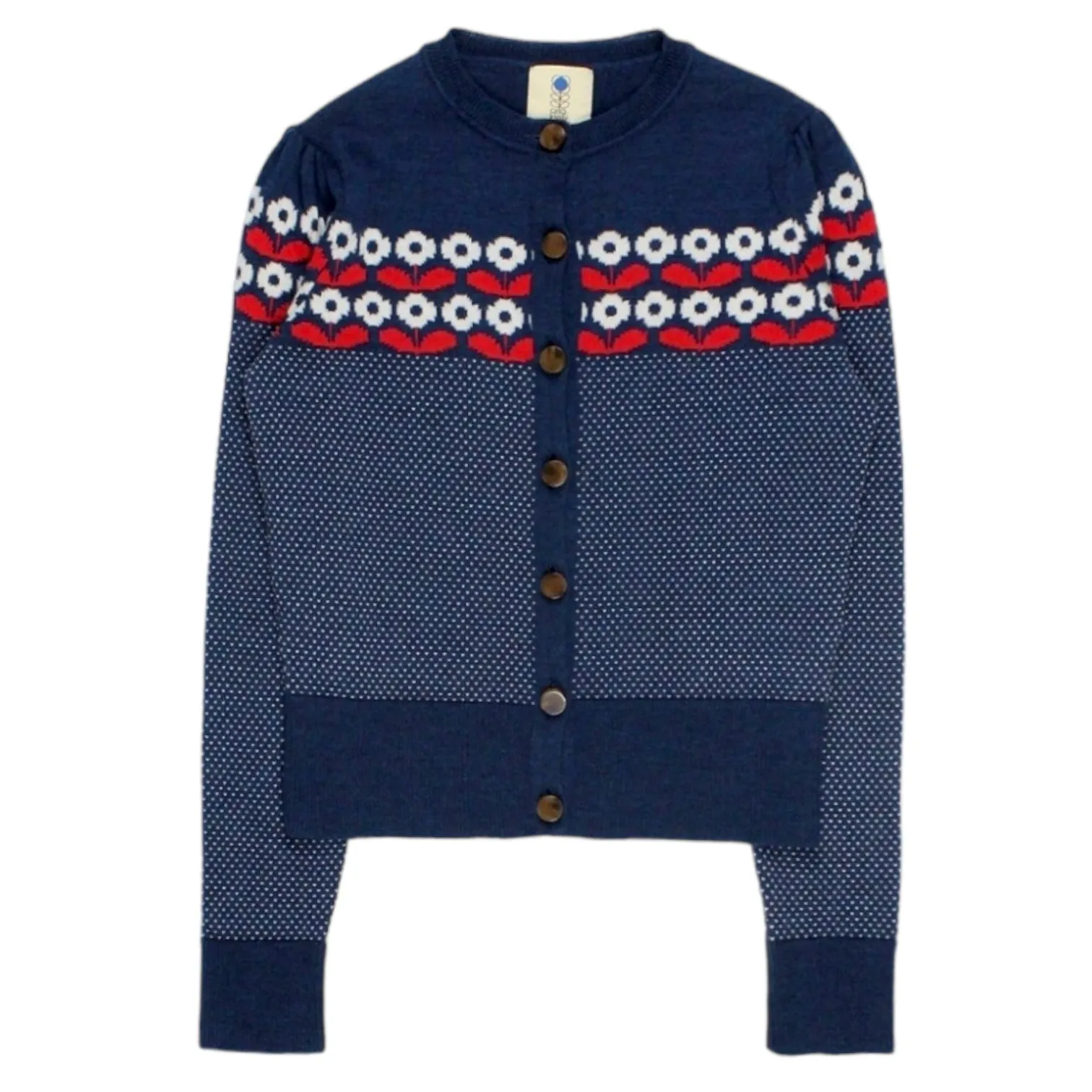 Orla Kiely Navy Flower Fairisle Cardigan